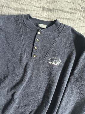 Vintage Walt Disney World Embroidered Henley Button-Front Fleece Men’s M